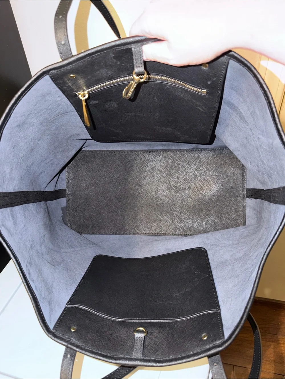 Michael Kors Black Jet Set Saffiano Leather Tote with Gold Hardware